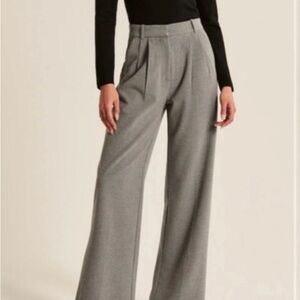 Abercrombie & Fitch Gray Tailored Wide-Leg Pants